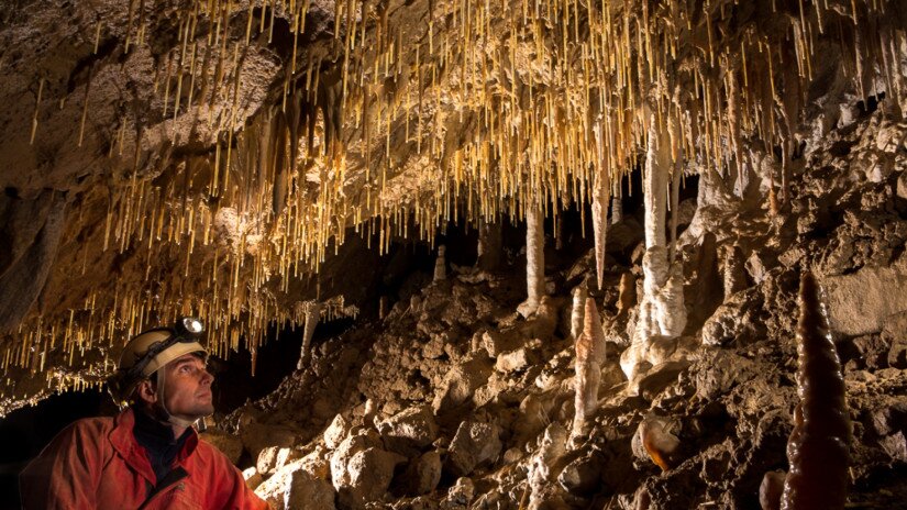 Dripstones in the Csodabogyós Cave, Balatonederics